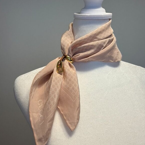 GUCCI Blush Colored Silk Scarf - Picture 2 of 10